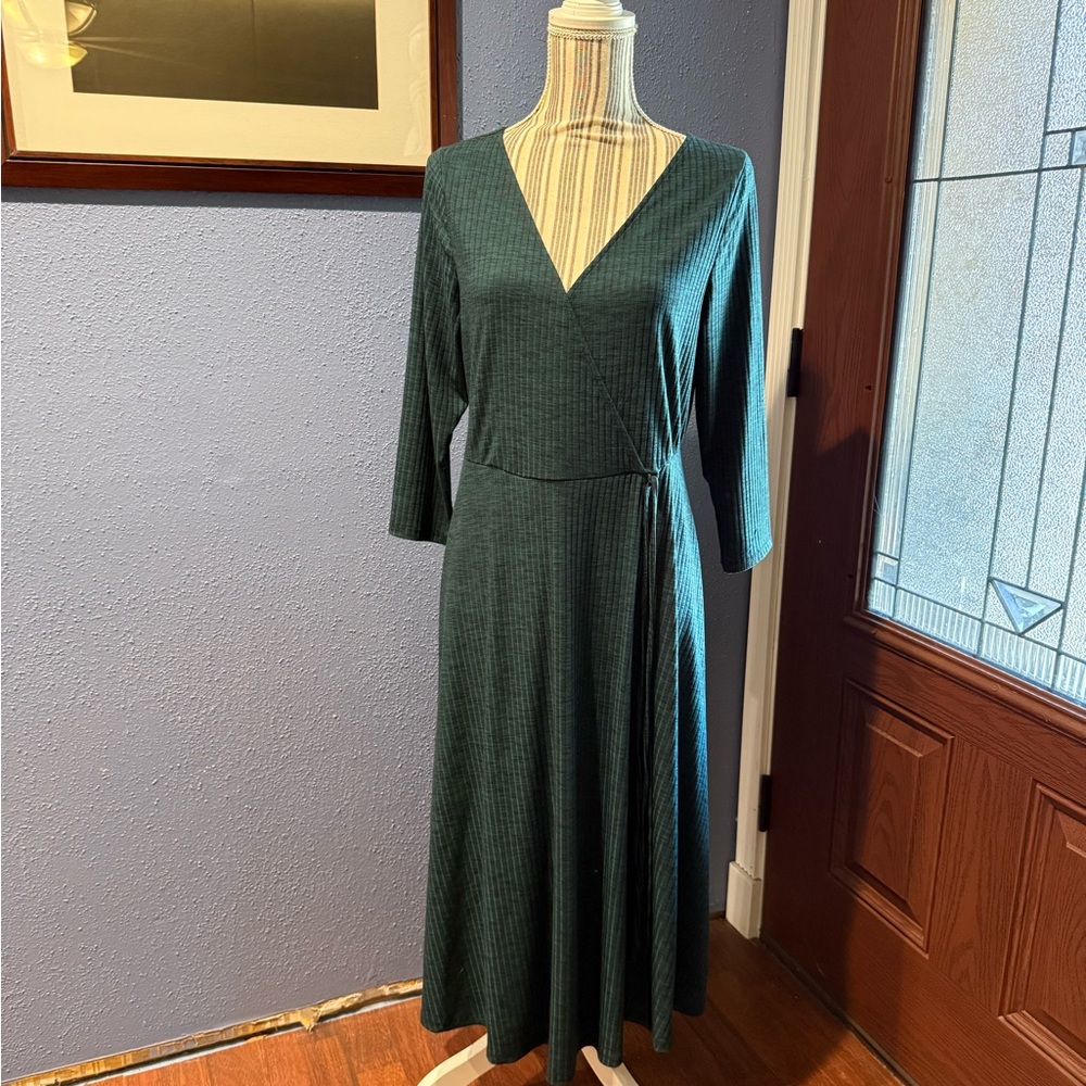 Torrid Teal Long Sleeve V-Neck Dress